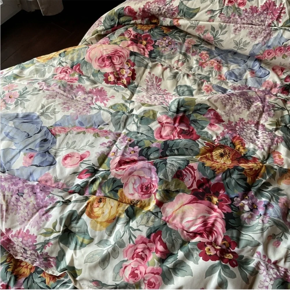 Vintage Ralph Lauren Allison floral king comforter 100% cotton blanket rare